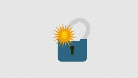A lock bursting keyhole icon concept loop animation video with alpha channel Stock Footage 270141390