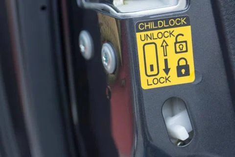 Lock button to prevent children from opening doors Stock Photos