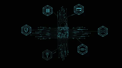 Lock in the center of the microchip. Visualization of the transfer of Stock Footage 238535120