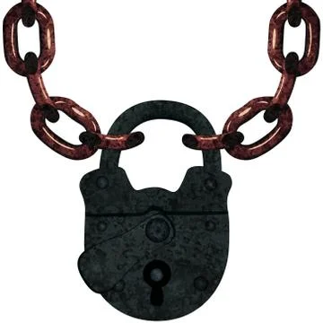 Lock on a chain. Stock Illustration