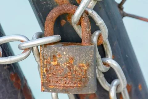 Lock on a chain Foto stock