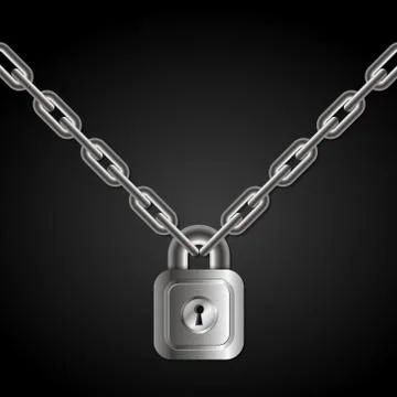 Lock on chains Stock Illustration