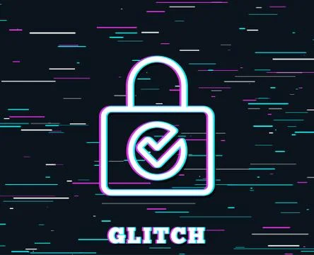 Lock with Check line icon. Private locker sign. Illustrazione stock