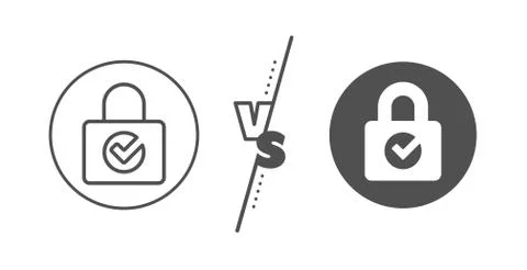 Lock with Check line icon. Private locker sign. Vector Stock Illustration