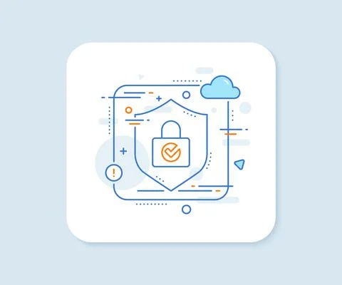 Lock with Check line icon. Private locker sign. Vector Illustrazione stock