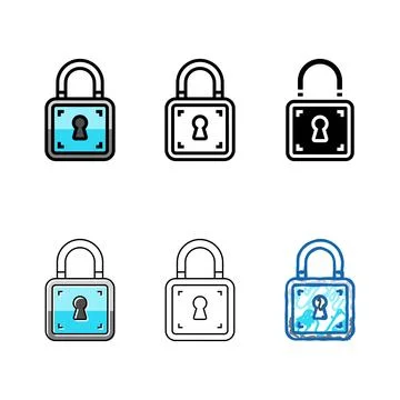 Lock close color icon vector variety Stock Illustration