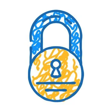 Lock close icon doodle illustration Stock Illustration