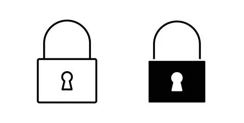 Lock closed icon collection in black, Line icons, flat symbols Stock Illustration