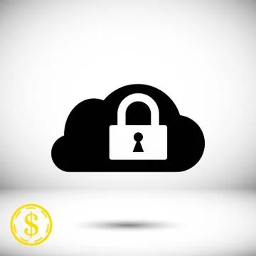 Lock cloud icon stock vector illustration flat design Stock Illustration