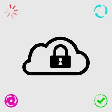 Lock cloud icon stock vector illustration flat design Stock Illustration