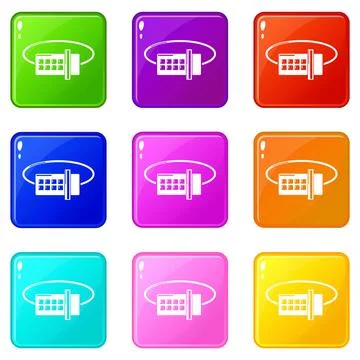 Lock code icons set 9 color collection 스톡 일러스트