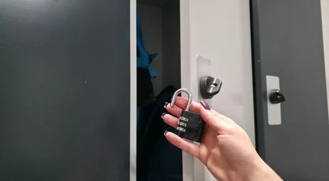 A lock with a code mechanism. Protection of personal belongings using a lock Stock Photos
