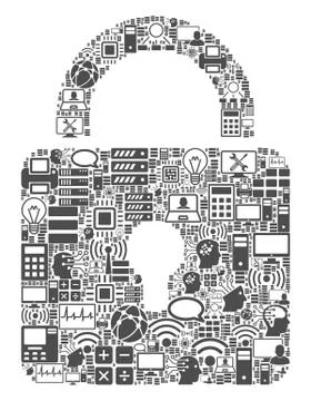 Lock Collage Icon for BigData and Computing Stock Illustration