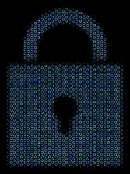 Lock Composition Icon of Halftone Bubbles Illustrazione stock