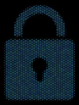 Lock Composition Icon of Halftone Spheres Stock Illustration