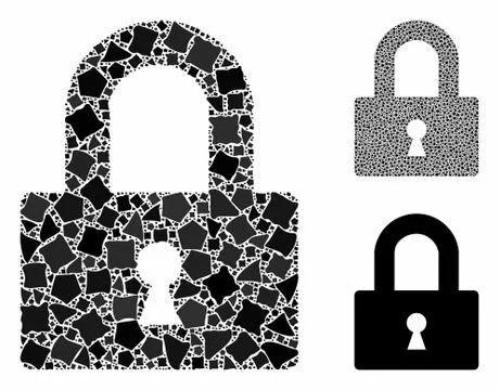 Lock Composition Icon of Raggy Pieces Stock Illustration