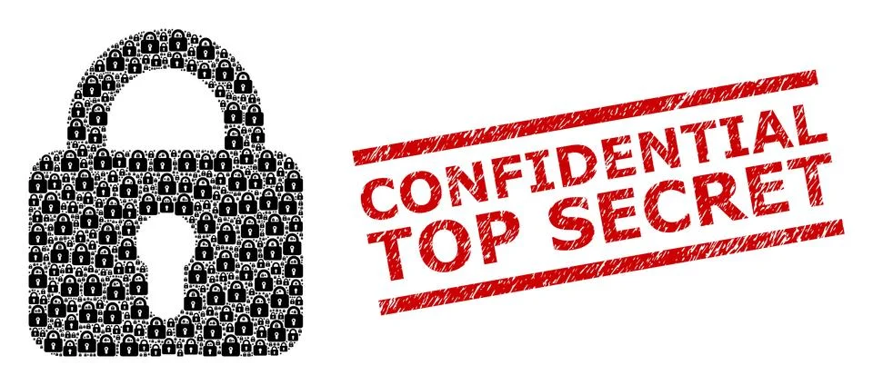 Lock Composition of Lock Icons and Distress Confidential Top Secret Seal Stock Illustration