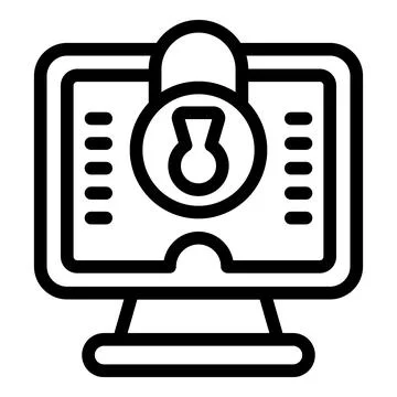 Lock computer icon outline vector. Social media 스톡 일러스트