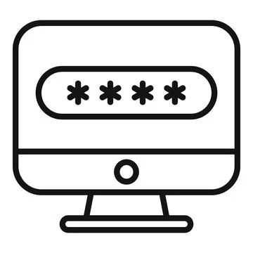 Lock computer icon outline vector. Cipher data イラスト素材