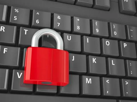 Lock on the computer keyboard isometry Stock Illustration