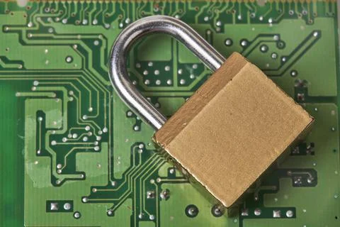 A lock on the computer motherboard Foto stock