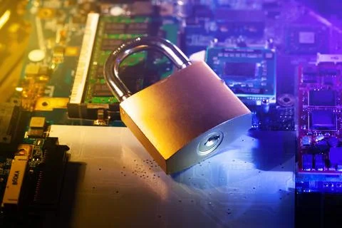 Lock on a computer processor 写真素材