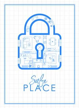 Lock construction drawing Stock Illustration