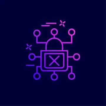 Lock cyber security neon icon with dark background Illustrazione stock
