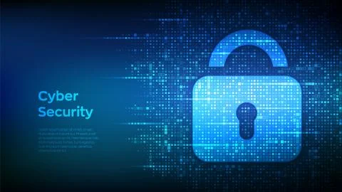 Lock. Cyber security. Padlock With Keyhole icon made with binary code. Protec Stock Illustration