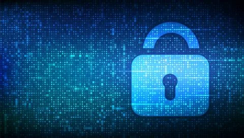 Lock. Cyber security. Padlock With Keyhole icon made with binary code. Protec Stock Illustration