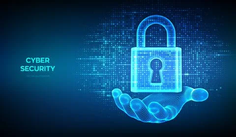 Lock. Cyber security. Padlock with keyhole icon made with binary code in wi.. Stock Illustration