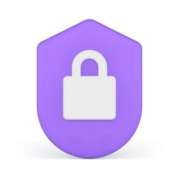 Lock data protect padlock shield security cyber technology crime control 3d i Stock Illustration
