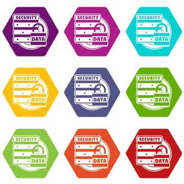 Lock data security icons set 9 vector Illustrazione stock