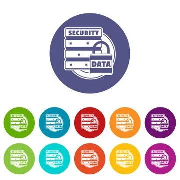 Lock data security icons set vector color Illustrazione stock