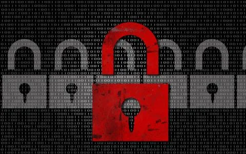 Lock on digital binary code background Stock Illustration