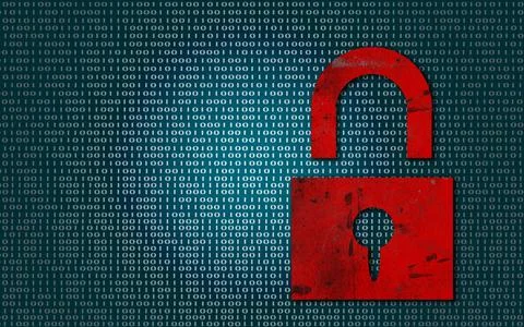 Lock on digital binary code background イラスト素材