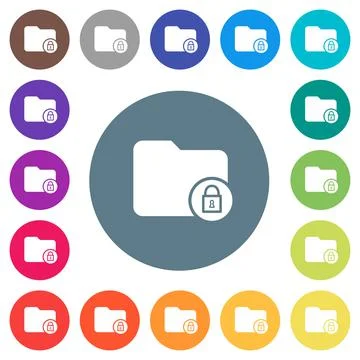 Lock directory flat white icons on round color backgrounds イラスト素材
