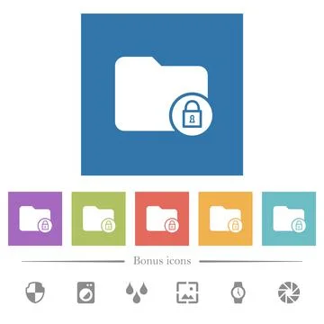 Lock directory flat white icons in square backgrounds 스톡 일러스트