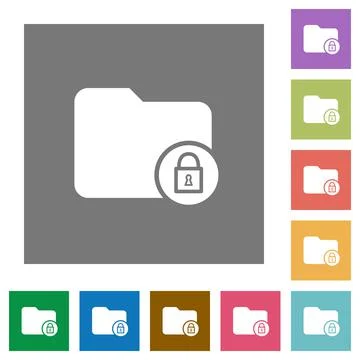 Lock directory square flat icons Stock Illustration