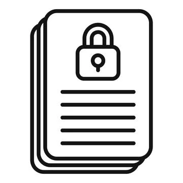 Lock document icon outline vector. Cyber account Stock Illustration