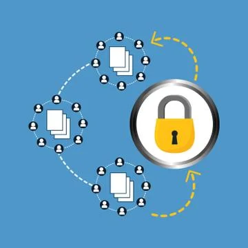 Lock documents data center related Stock Illustration