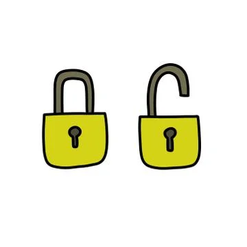 Lock doodle icon, vector color line illustration Stock Illustration