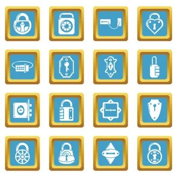 Lock door types icons set sapphirine square vector Illustrazione stock