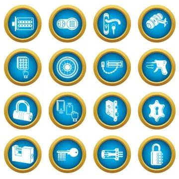 Lock door types icons set, simple style Stock Illustration