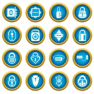 Lock door types icons set, simple style Stock Illustration