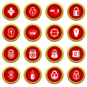 Lock door types icons set, simple style Stock Illustration