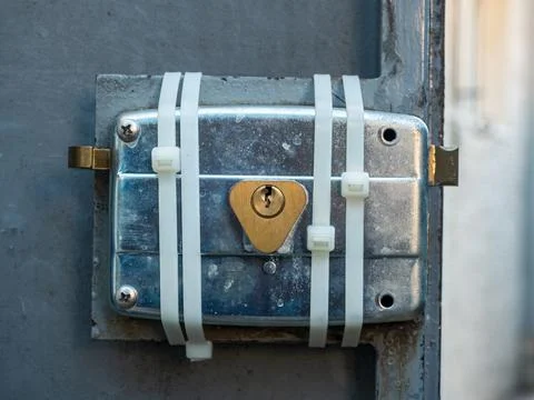 A lock of a door in the yard. 写真素材