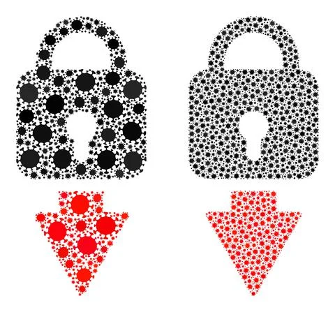 Lock Down Icon - Mosaic of Coronavirus Biohazard Infection Icons Stock Illustration