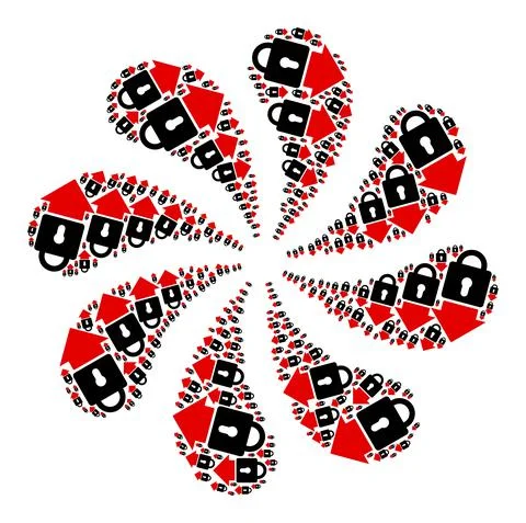 Lock Down Icon Twirl Burst Stock Illustration