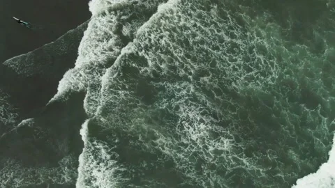 A lock down pull up cinematic footage of the waves on a surfing beach as Stock Footage 138758229